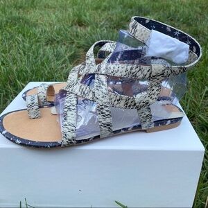 Cabi Athena snake print gladiator wrap flats NWT!